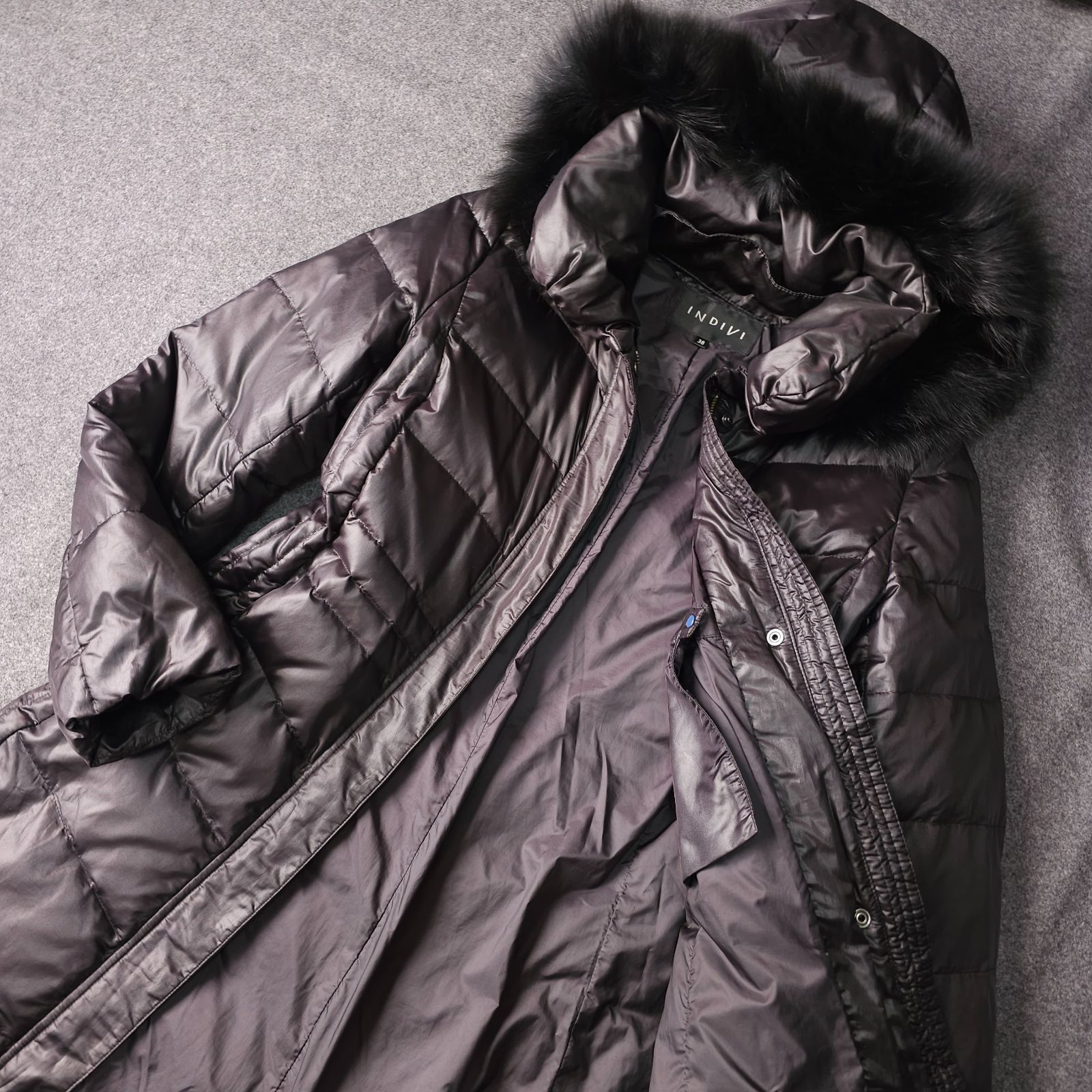 INDIVI】インディヴィ 秋冬 2WAY フォックスファー ロングダウンコート