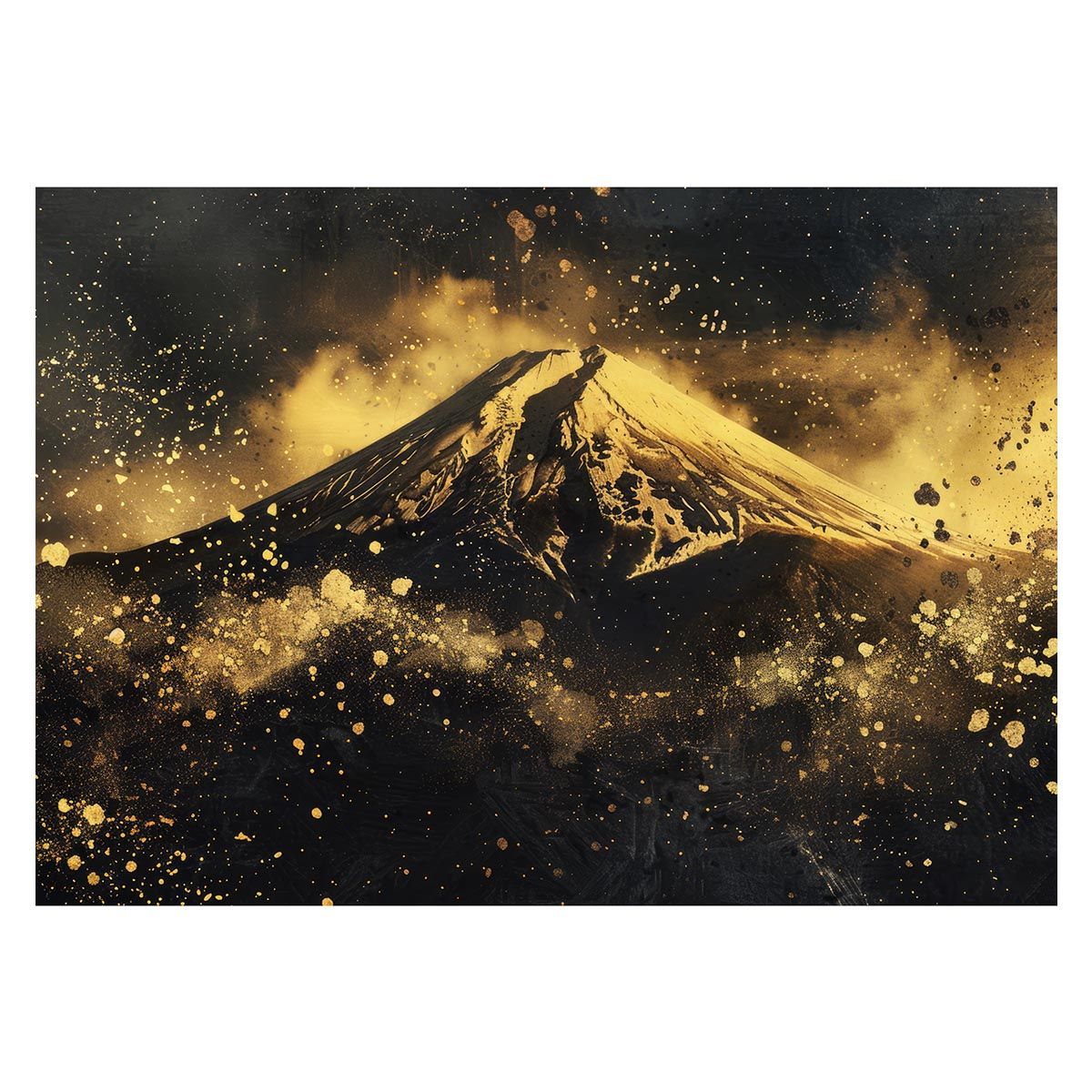 【B1サイズ（約73x103cm）】【lh-poster-4240】和風 金の富士 金運 ゴールド 山 富士山 ふじさん 横ポスター ご利益 運気 グッズ アイテム 開運 インテリア レトロ