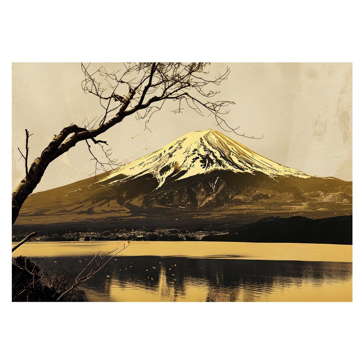 B2サイズ（約51x73cm）】【lh-poster-4244】和風 金の富士 金運