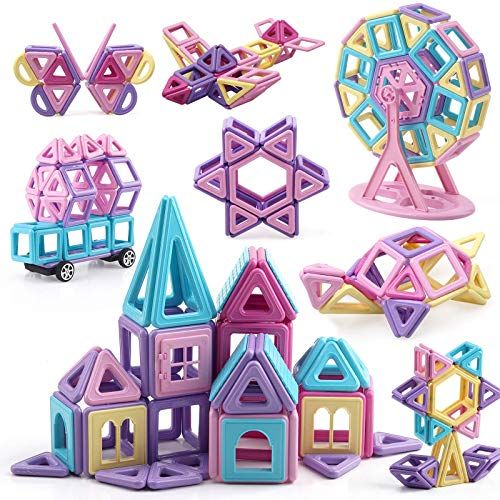 【新品】AOMIKS 124pcs マグネットおもちゃ マグネットブロック 磁気ブロック 知育玩具 積み木 立体 幼児 保育園 小学生 孫 男の子 女の子 贈り物 誕生日 出産祝い 入園 クリスマスプレゼント かわいい 日本語説明書 マカロン c72d0ae9