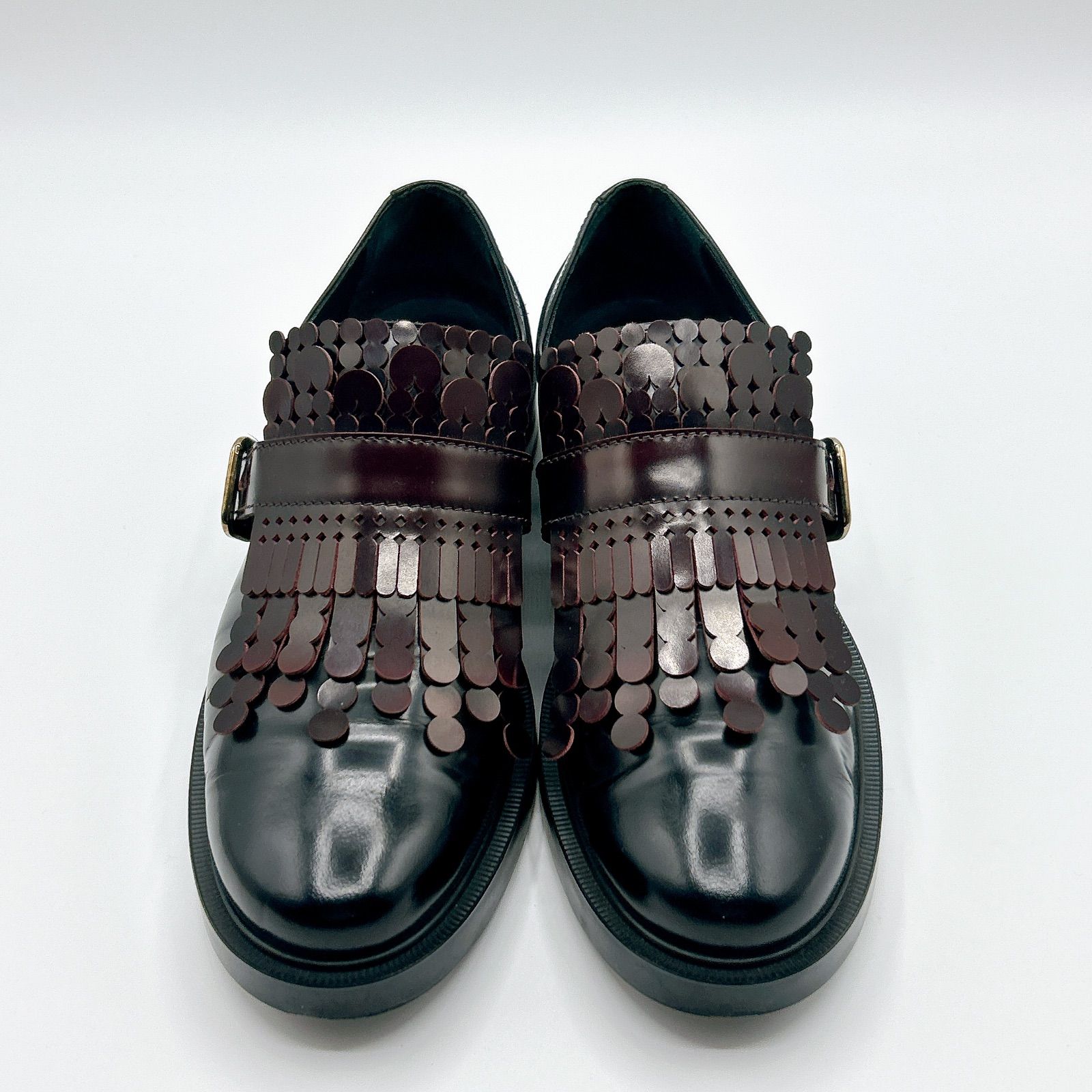 極美品 TOD'S トッズ フリンジ ローファー ボルドー タイムレス 現行 極美品 TOD'S トッズ ローファー フリンジ ベルト バックル