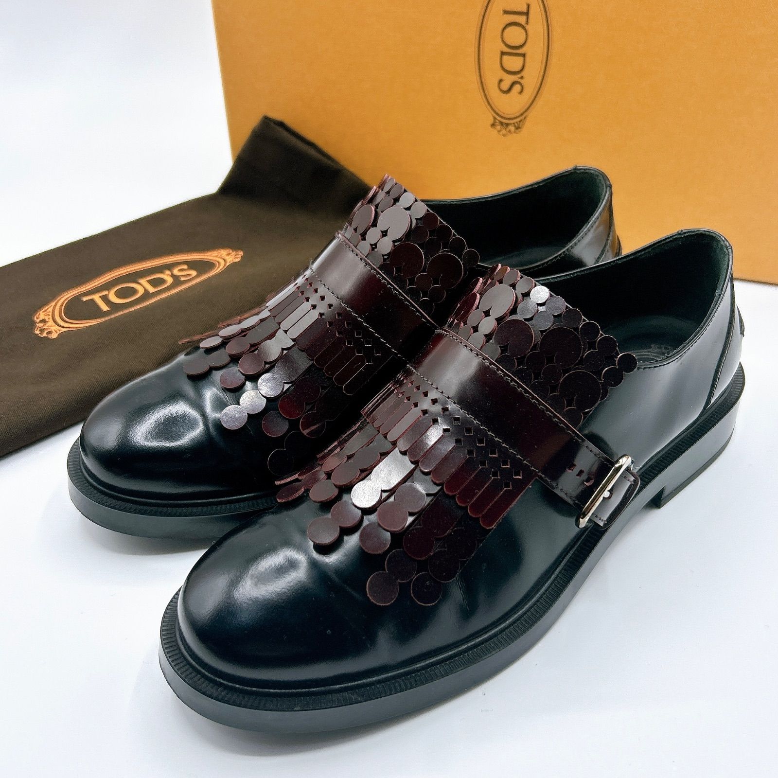 極美品 TOD'S トッズ ローファー フリンジ ベルト バックル