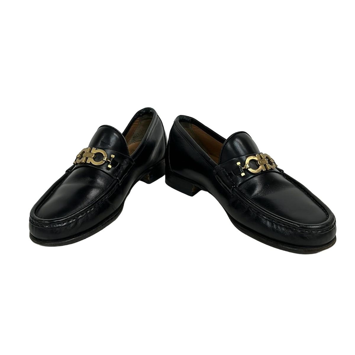 SalvatoreFerragamo サルバトーレフェラガモ ローファー 7 EE メンズ - 黒 ガンチーニ レザー