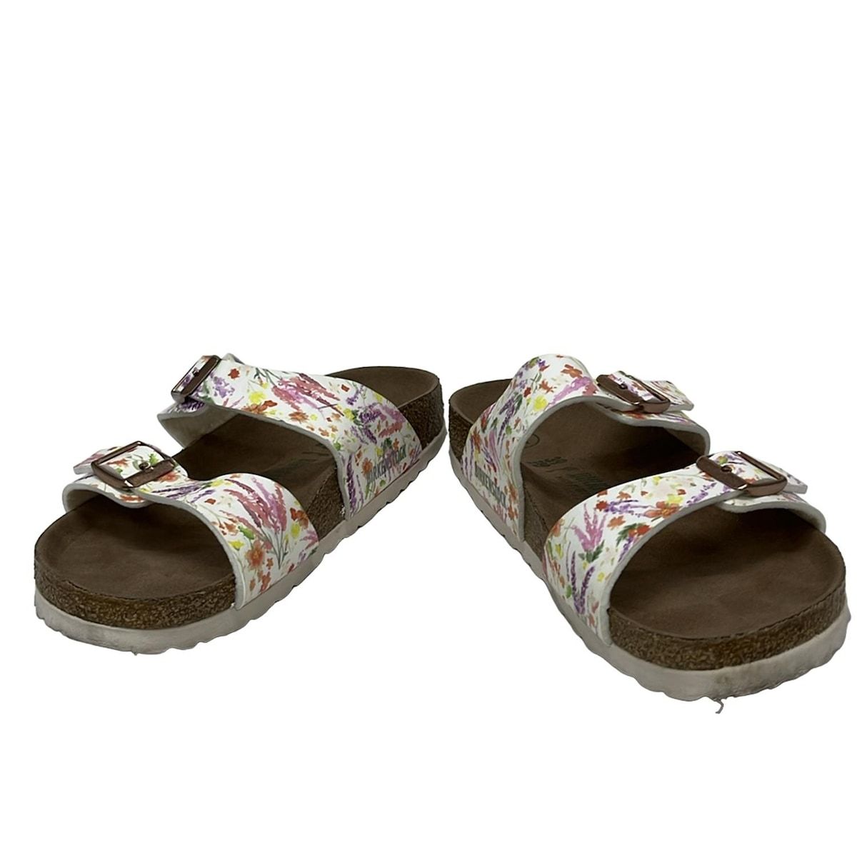 BIRKEN STOCK ビルケンシュトック サンダル 39 ブラウン×白×マルチ レザー