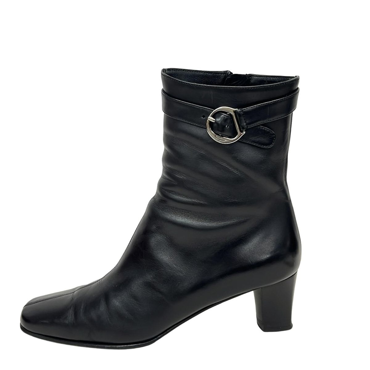 |SalvatoreFerragamo サルバトーレフェラガモ ブーティ 4 1|2 C レディース DIEN 0281074 黒 サイドジップ レザー