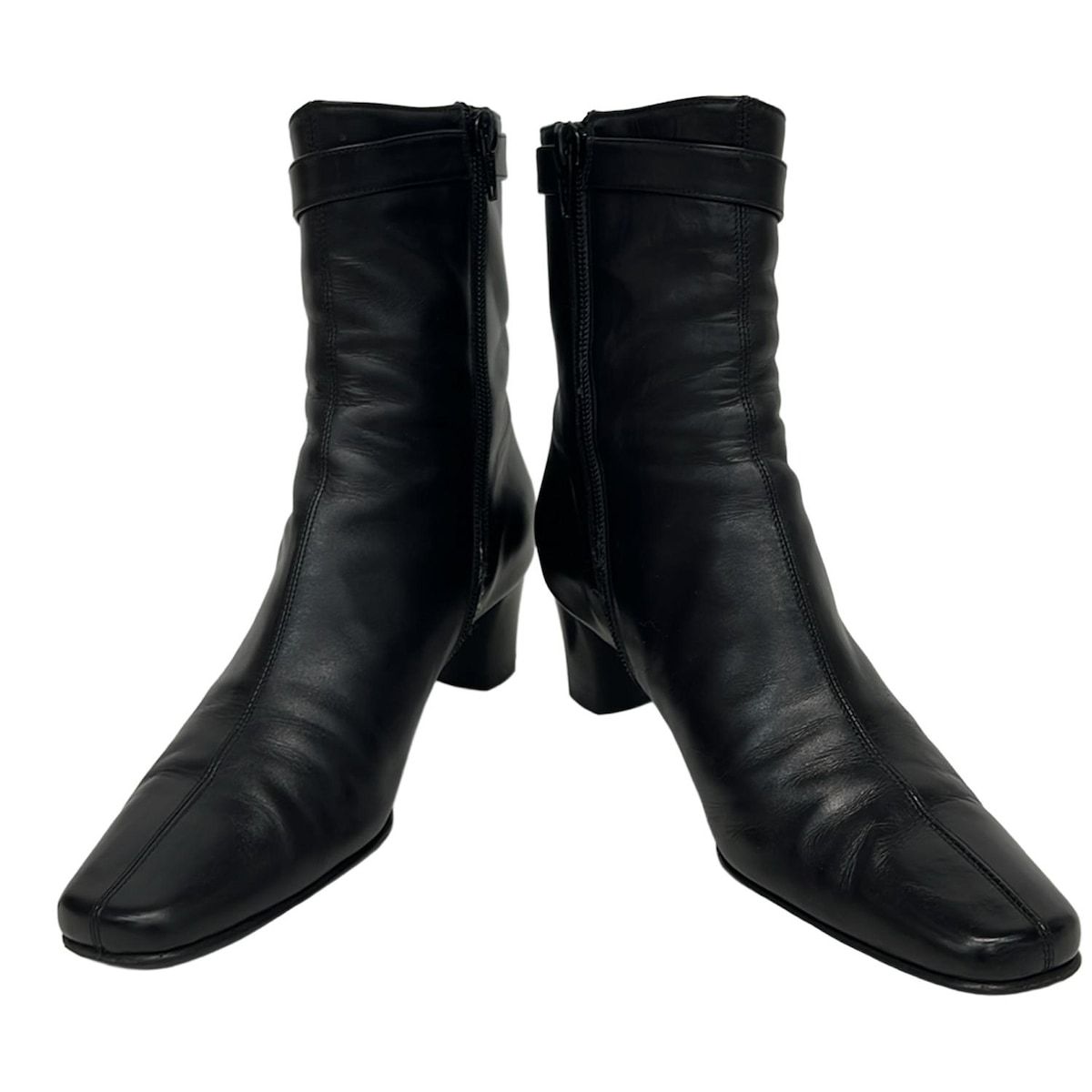 SalvatoreFerragamo サルバトーレフェラガモ ブーティ 4 1 2 C レディース DIEN 0281074 黒 サイドジップ レザー