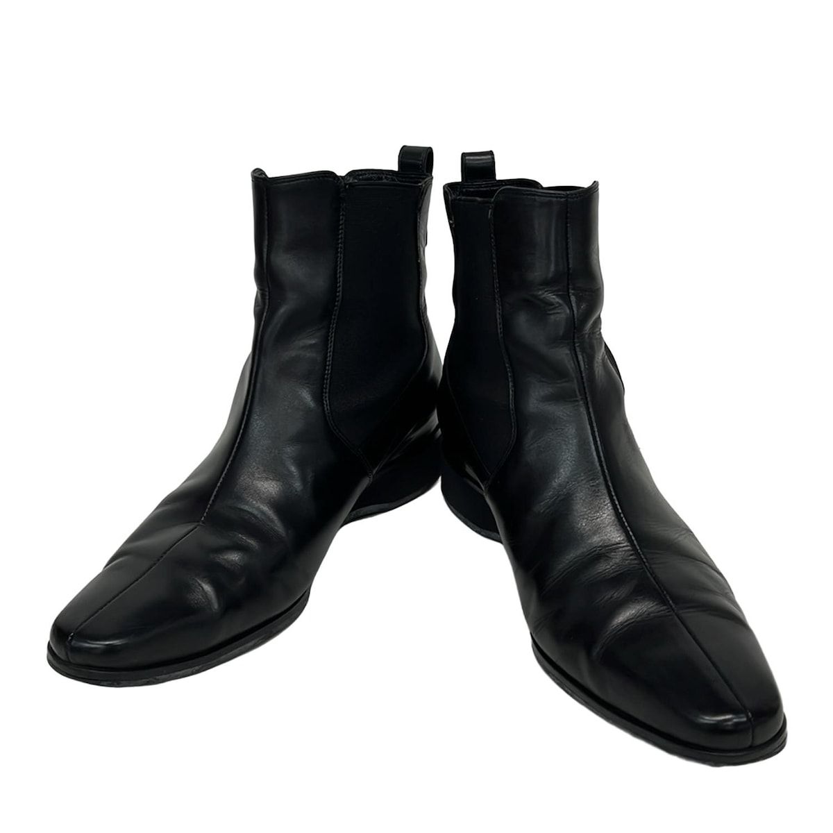 SalvatoreFerragamo サルバトーレフェラガモ ブーティ 4 1 2 D レディース GRATH 0254577 黒×シルバー サイドゴア レザー