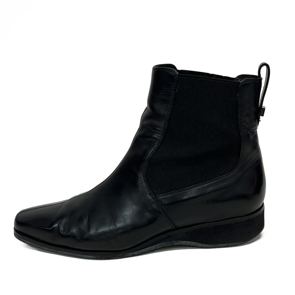 SalvatoreFerragamo サルバトーレフェラガモ ブーティ 4 1 2 D レディース GRATH 0254577 黒 シルバー サイドゴア レザー