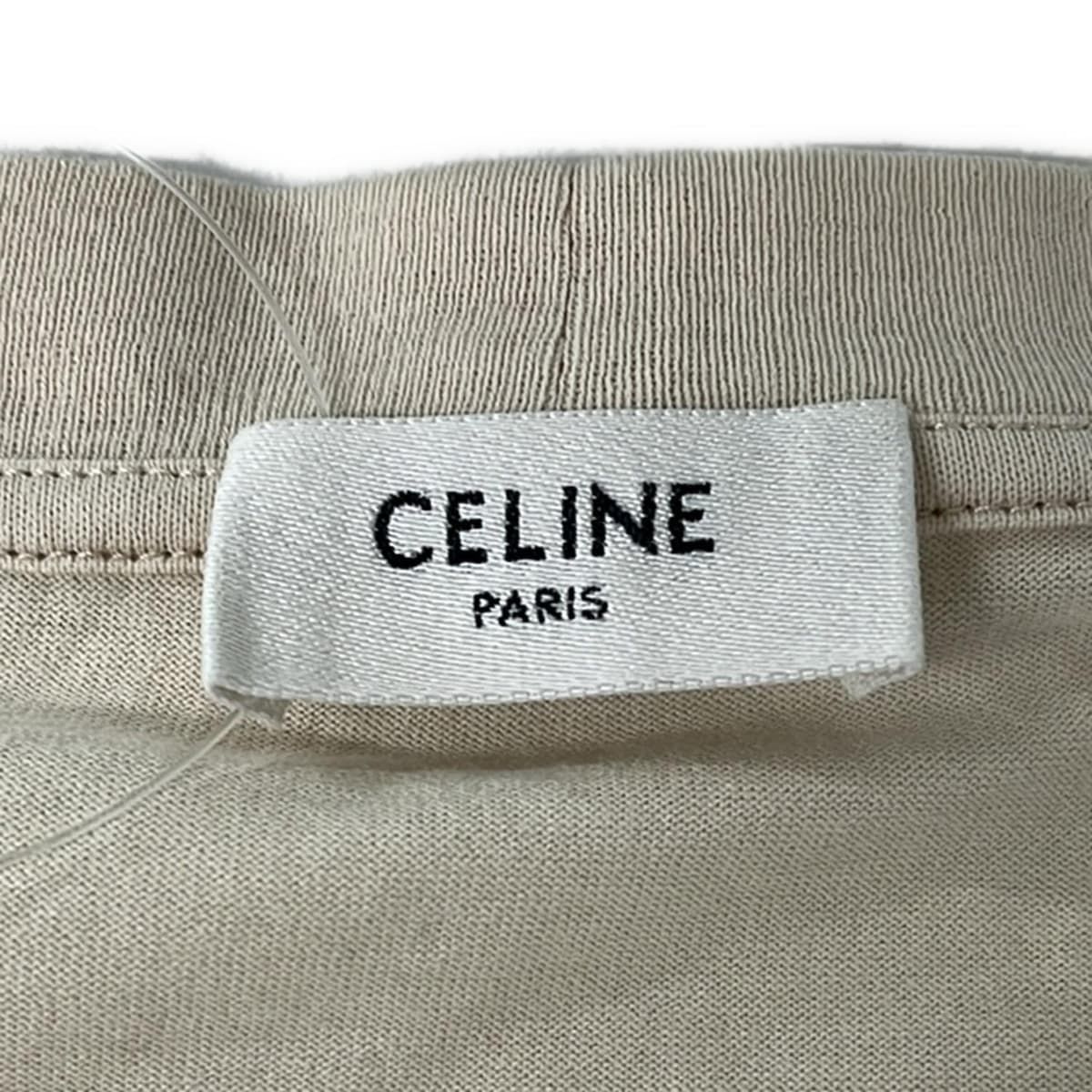  CELINE セリーヌ Tシャツ サイズL レディース - ベージュ×黒 クルーネック クロップド丈 ロゴ その他 トップス