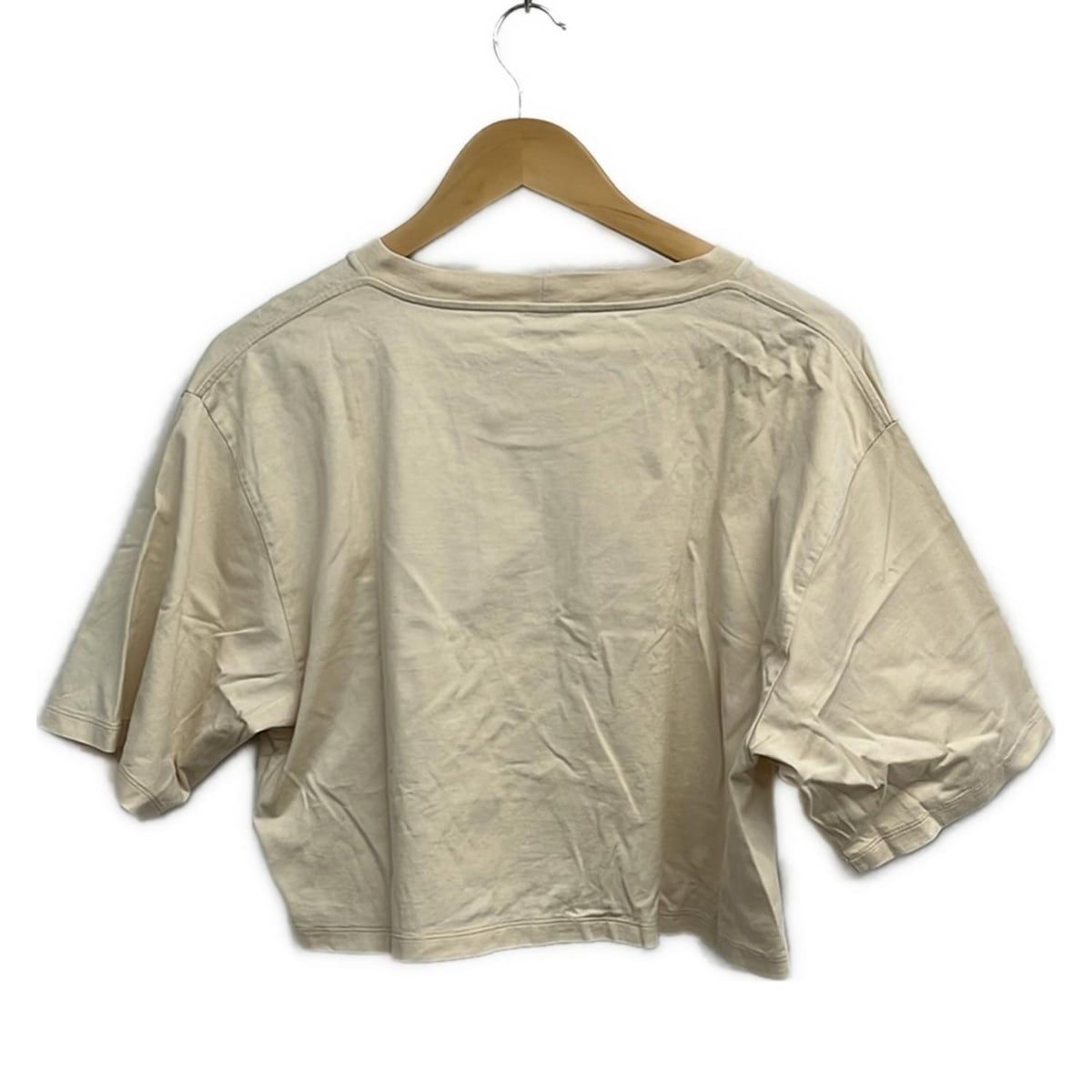 CELINE セリーヌ Tシャツ サイズL レディース - ベージュ×黒 クルーネック クロップド丈 ロゴ