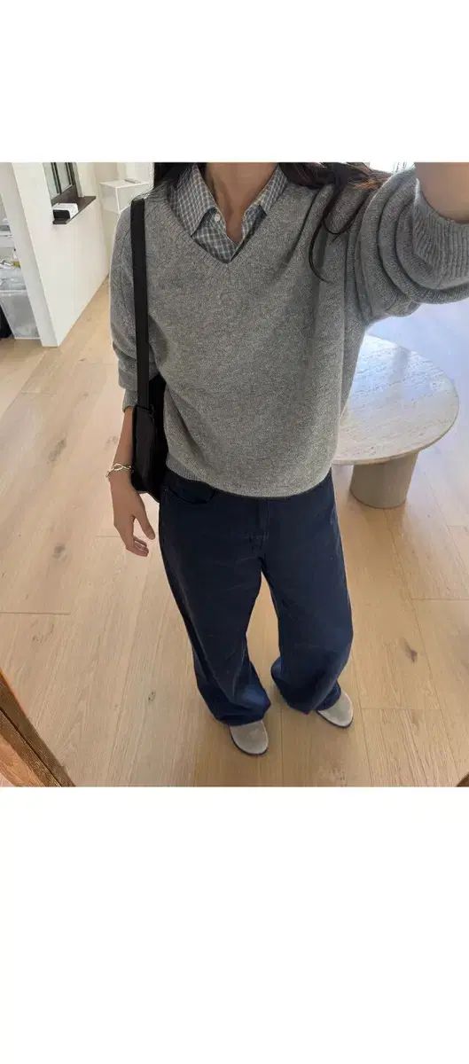 KINDABEIGE（キンダベージュ） ページ ボジュ Vネック カシミア ニ_ト メランジュグレー