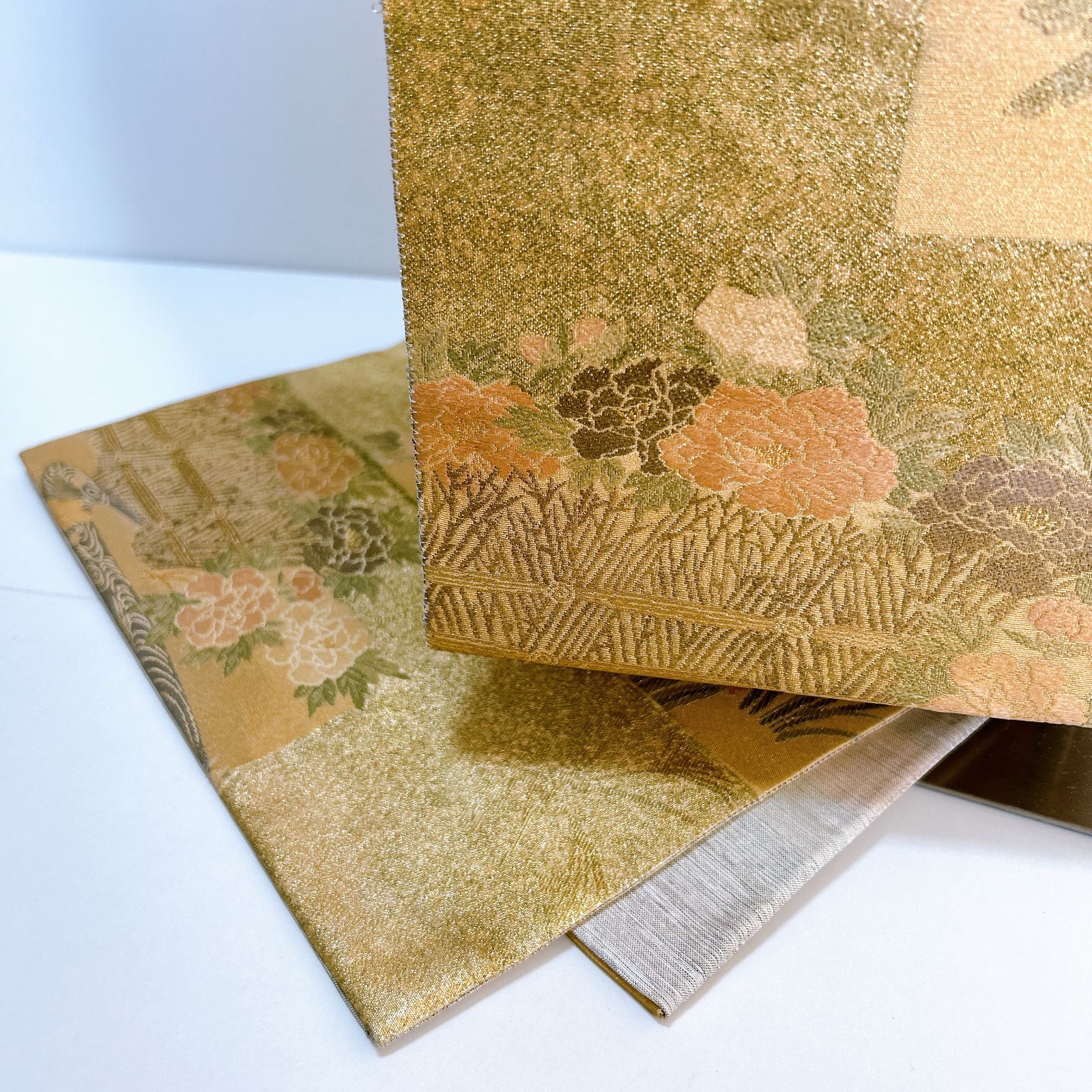 帯 袋帯 花 ゴールド系 華やか 管理番号