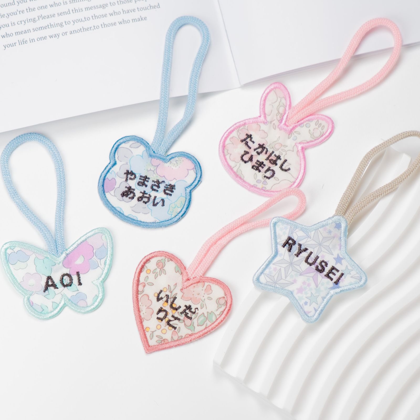 L-23】お名前ループワッペン（モチーフ） ☆リバティ生地使用 アイロン