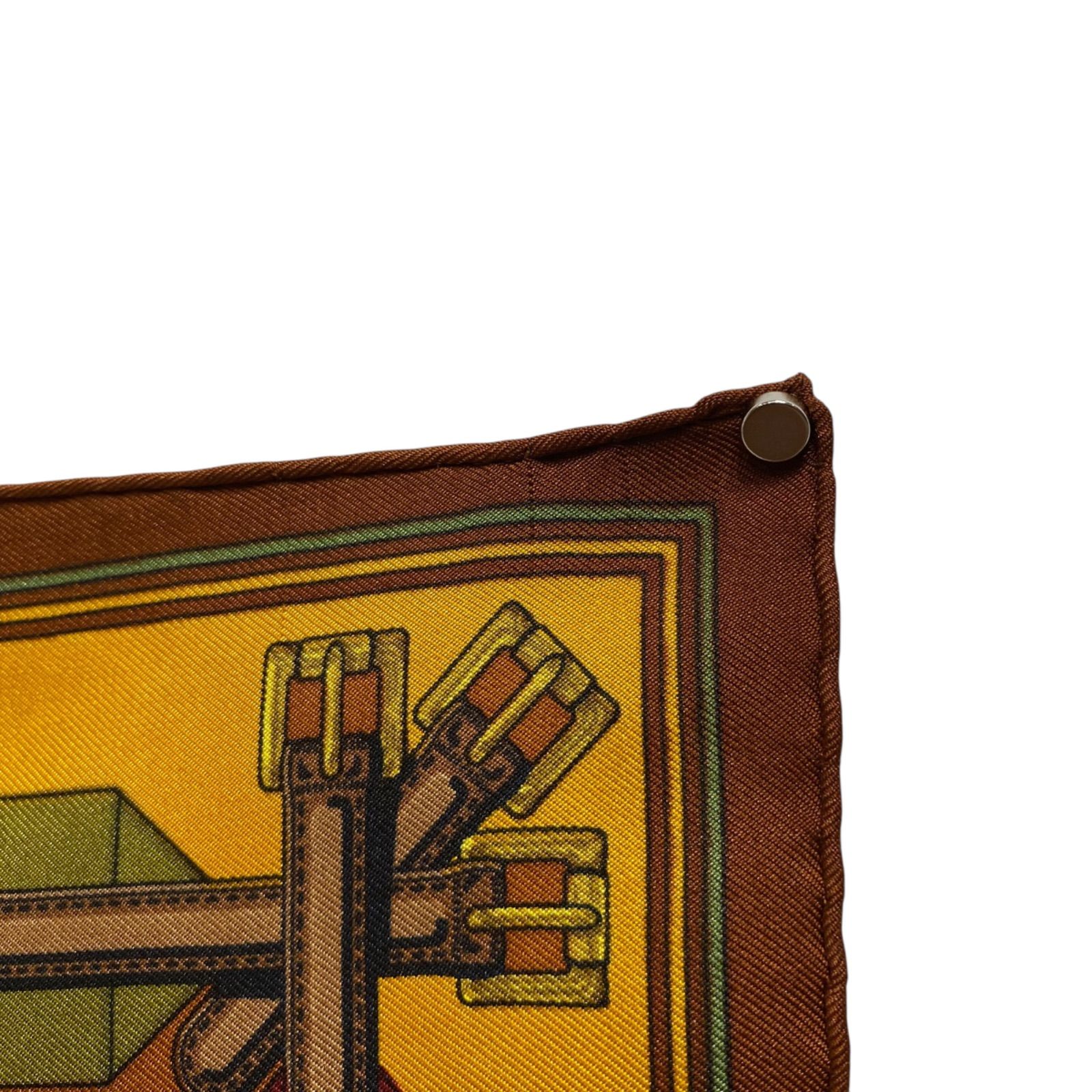 エルメス カレ45 Les Sangles シルクスカーフ サスペンダーベルト柄