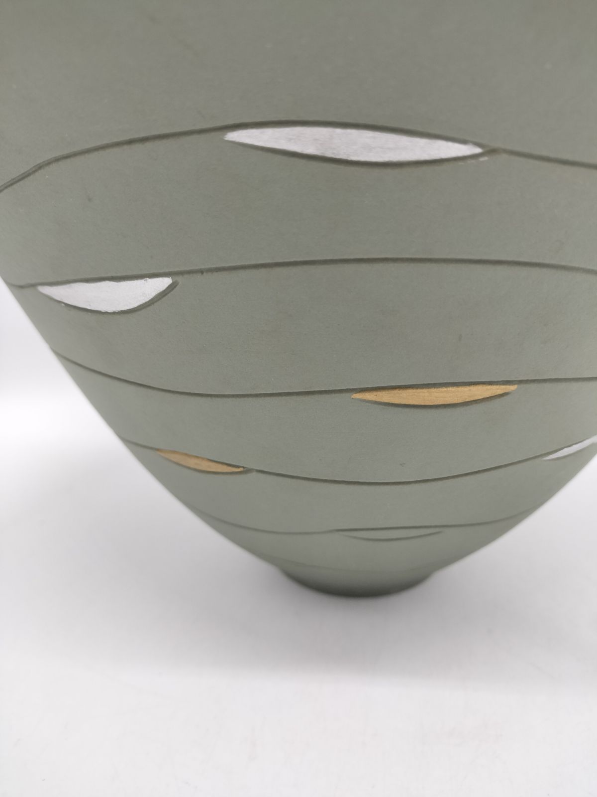 花器 茶碗型 モスグリーン色 円形 正昭 花台 窯 工房 池坊 フラワー