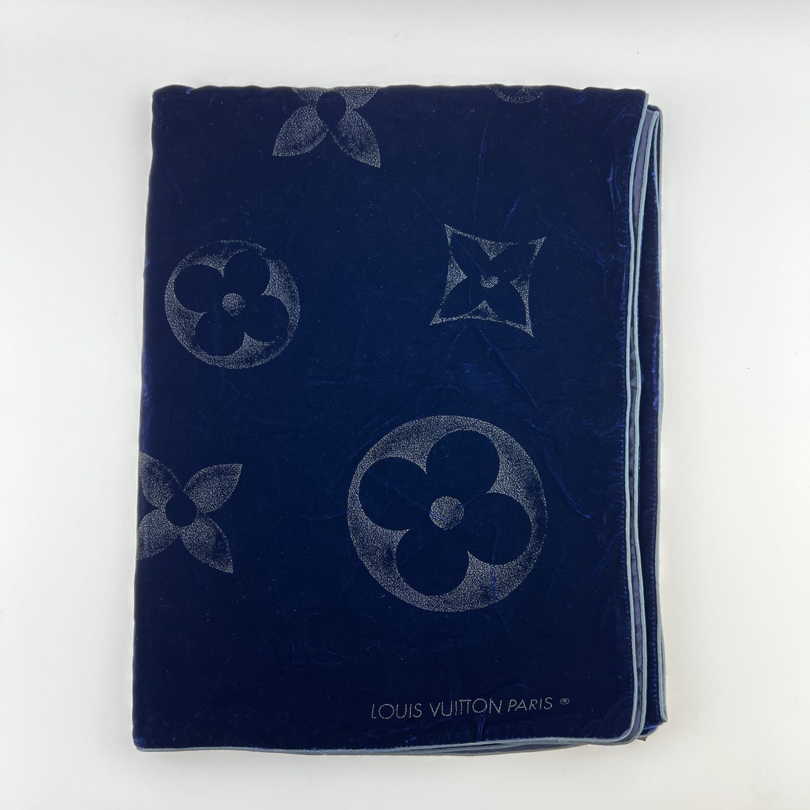 LOUIS VUITTON ルイヴィトン モノグラム エシャルプ マフラー ベルベット レーヨン シルク ネイビー ヴィンテージ レディース HIBUOCHI VINTAGE