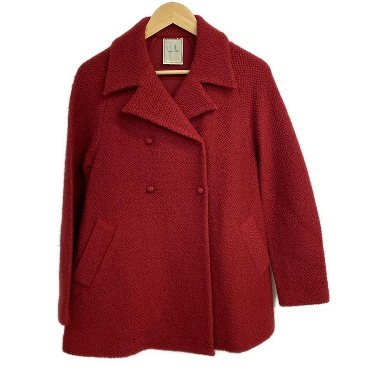 Sybilla シビラ Pコート サイズ40 XL レディース - レッド 長袖 冬物 ニットコート