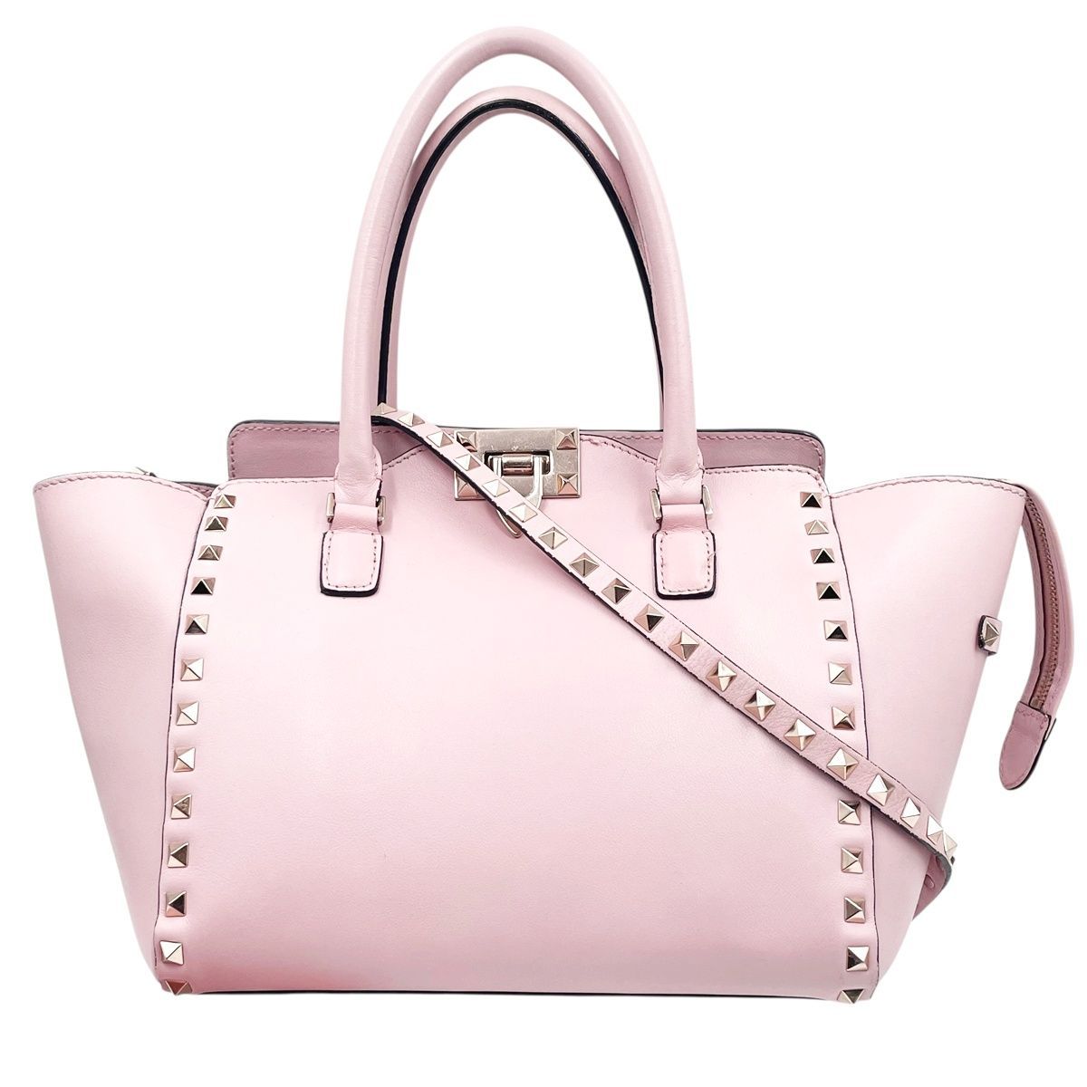 中古】 VALENTINO ヴァレンティノ ロックスタッズ 2Wayトートバッグ 