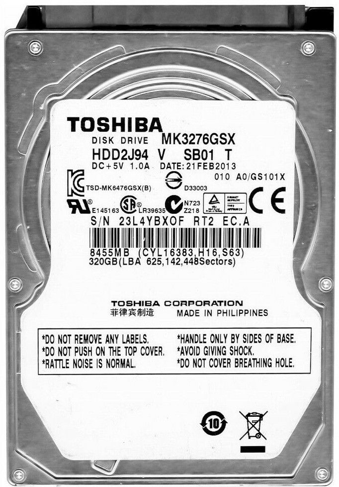 3年保証 Hard Drive Toshiba 320 GB SATA II 7200 U|Min 8 MB Cache 3 Gbps 2.5 Inch