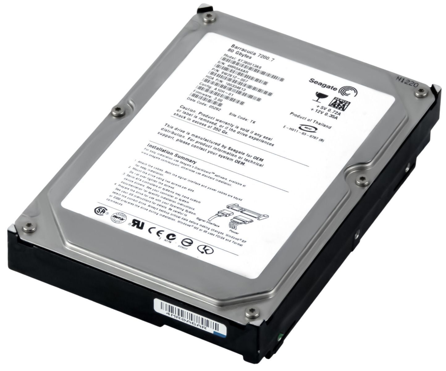 3年保証 Hard Drive Seagate Barracuda 7200.7 80 GB 7200 RPM 8 MB SATA 3.5