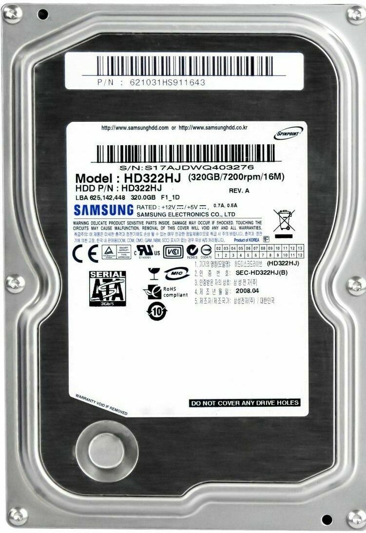 3年保証 Hard Drive Samsung Spinpoint F 1 320 GB 7200 RPM 16 MB SATA II HD 322 HJ 3.5 Inch