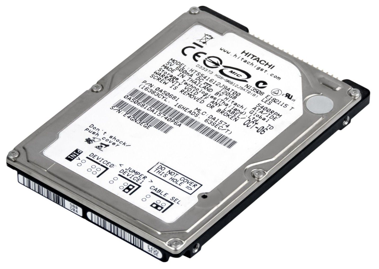 3年保証 Hard Drive Hitachi Travelstar 5 K 160 120 GB 5400 RPM 8 MB ATA 2.5