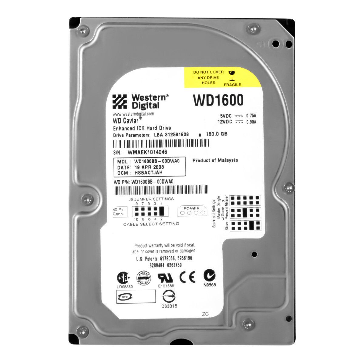 3年保証 Hard Drive WD Car 160 GB 7200 RPM 2 MB ATA IDE PATA -00 DWA 0 3.5 Inch