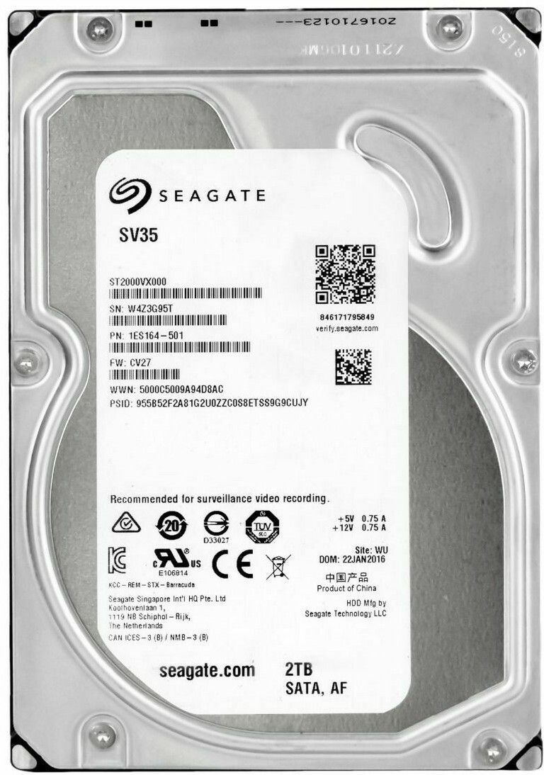 3年保証 Hard Drive Seagate SV 35 2 TB 64 MB Cache 7200 RPM SATA III 3.5