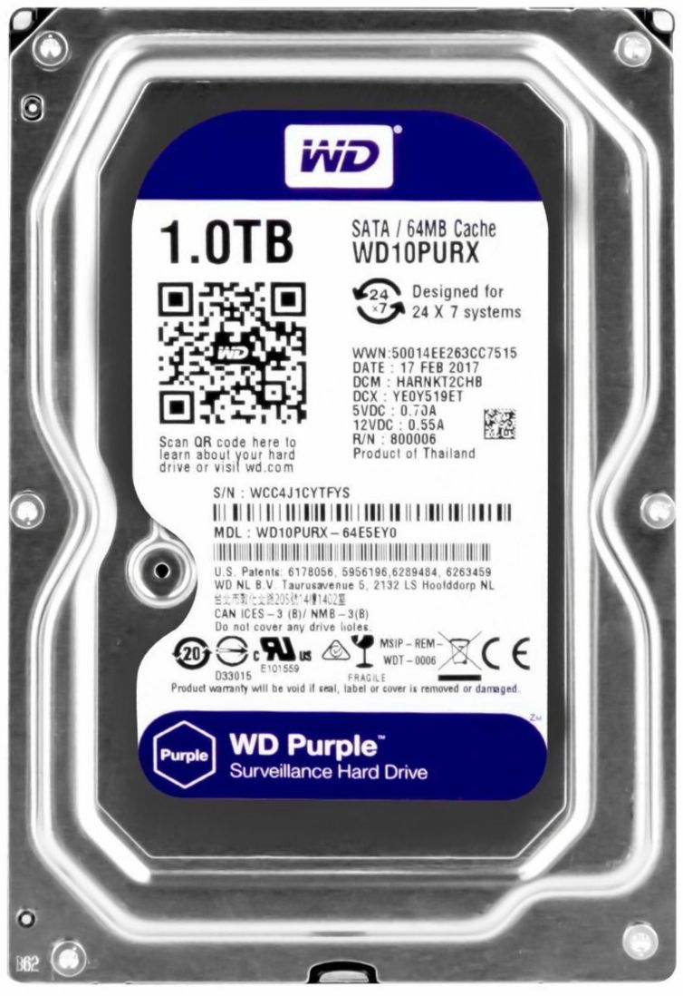 3年保証 Hard Drive Western Digital Purple 1 TB 7200 RPM 64 MB SATA III 3.5 Inch