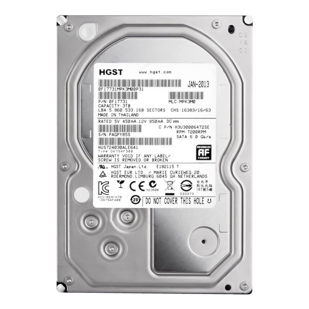 3年保証 HGST UltraStar 7 K 4000 3 TB 7.2 64 MB SATA III 3.5