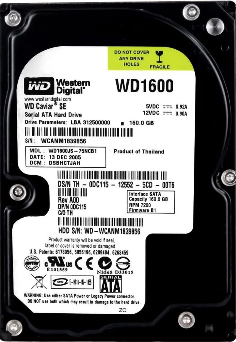 3年保証 Hard Drive Dell 0 DC 115 160 GB 7200 RPM SATA II 8 MB 3.5 Inch