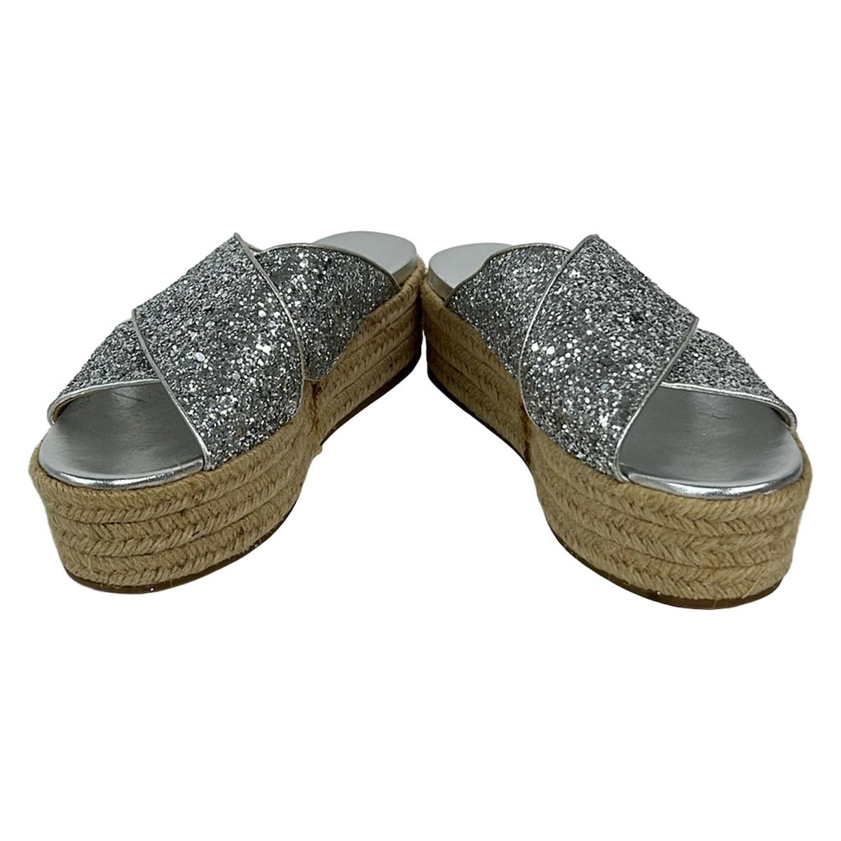 miumiu ミュウミュウ ミュール 39 レディース - シルバー プラットホーム レザー