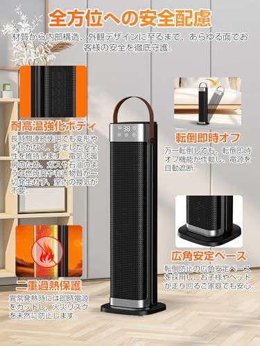 セラミックヒーター【2025新登場 & ECO知能温調】2秒速暖 1200W ファン 