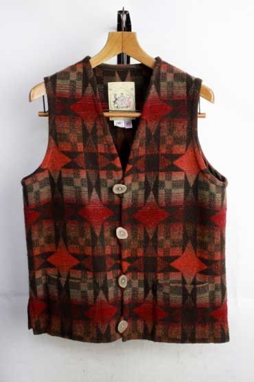 アメリカ製 モニタリー ネイティブ柄 ベスト 38 M 相当 古着 メンズ レディース ヴィンテージ ビンテージ 男性 アメカジ チマヨ オルテガ インディアン RRL MADE IN USA