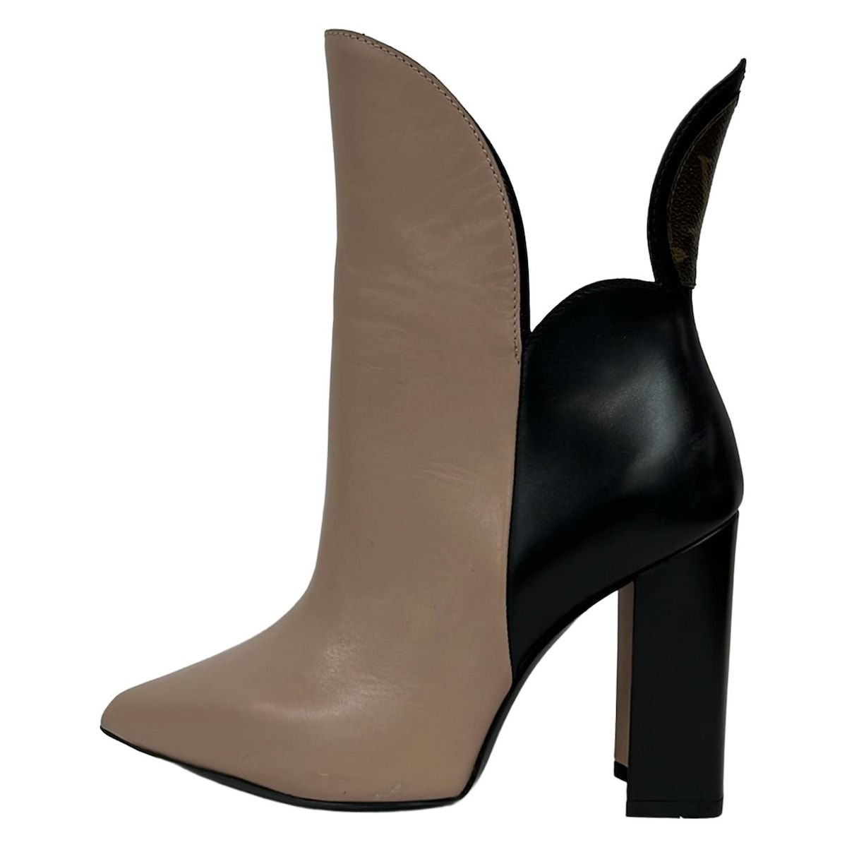 LOUIS VUITTON ルイヴィトン ショートブーツ 35 レディース ピンクベージュ 黒 レザー