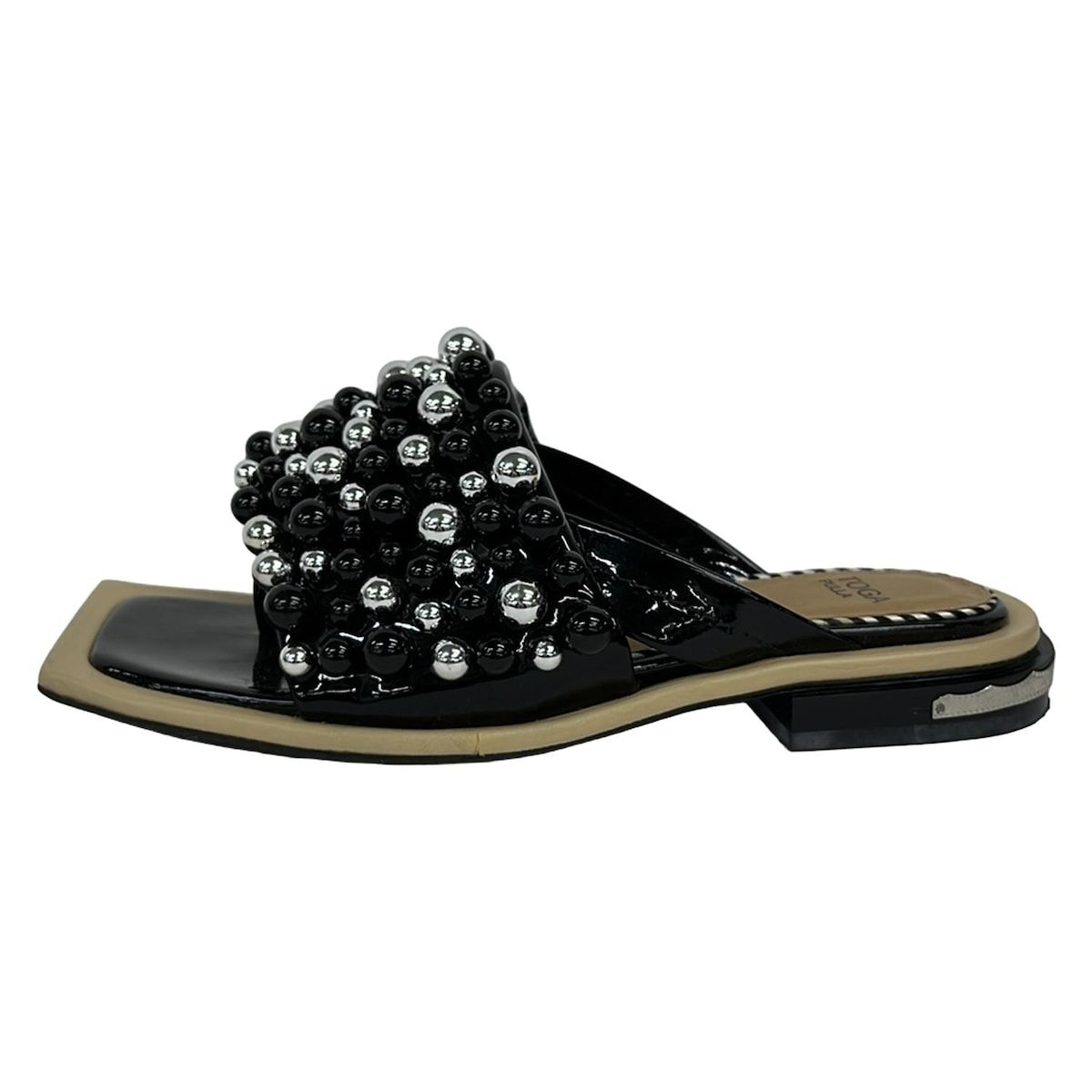 TOGA PULLA トーガプルラ サンダル 36 レディース - 黒×シルバー レザー