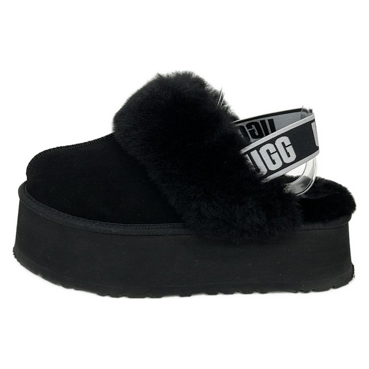 UGG アグ サンダル 25 レディース ファンケット 1113474 黒 白 プラットフォーム ムートン