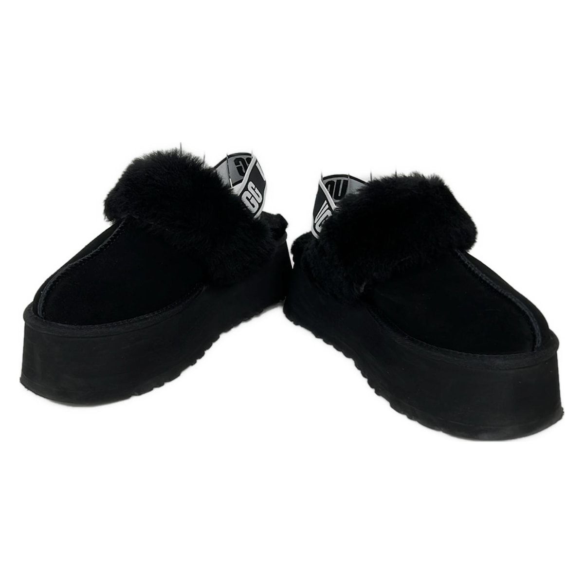 UGG アグ サンダル 25 レディース ファンケット 1113474 黒×白 プラットフォーム ムートン