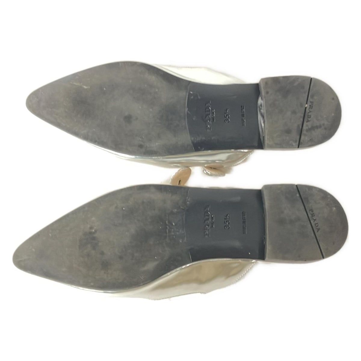  PRADA プラダ サンダル 35 1 2 レディース - シルバー レザー サンダル サンダル ミュール