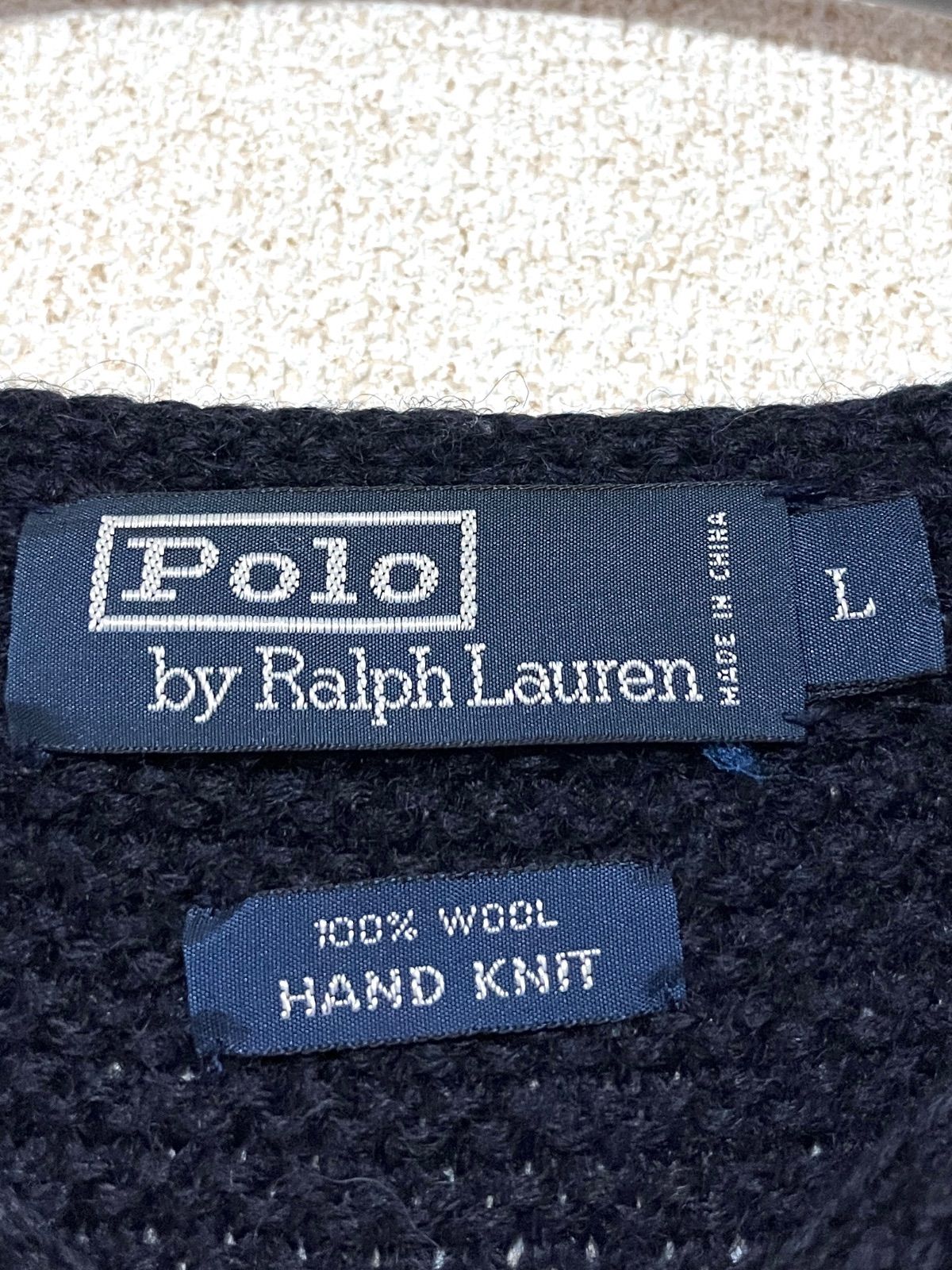 Polo RALPH LAUREN】90s HAND KNIT ウールニットセーター L 注文