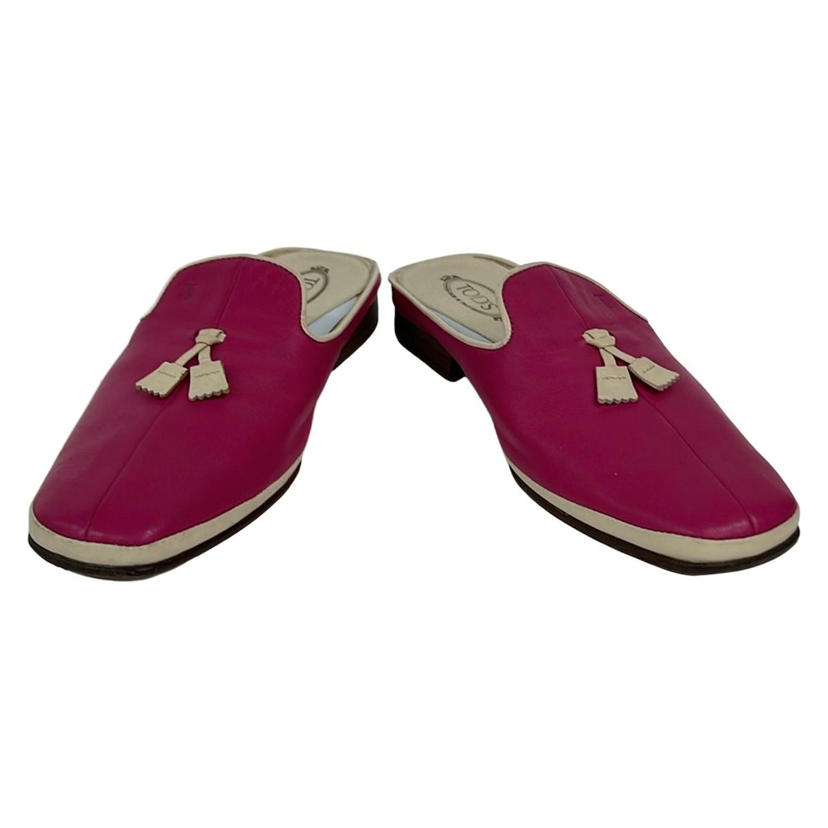 TOD S トッズ シューズ 34 1 2 レディース - ピンク×ベージュ アウトソール張替済 レザー