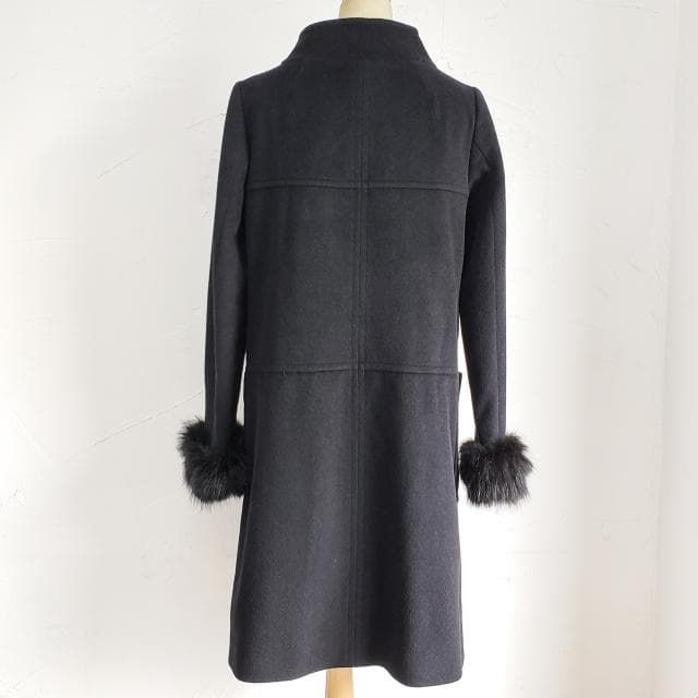 マテリア アンゴラ 羊毛 ファー ロング コート 38 美品✨マテリア ロングコート フォックスファー アンゴラ 38 ブラック