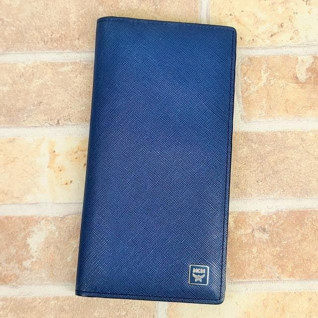 MCM エムシーエム ☆ レザー 長財布 長札入れ 札入れ ネイビーブルー 