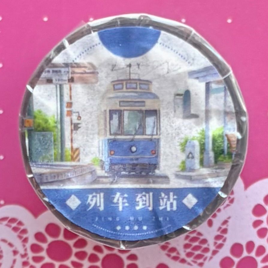 PET 列车到站 7 cm×5 m 100 cm loop 海外マスキングテープ 海外マステ 電車 駅 ホーム