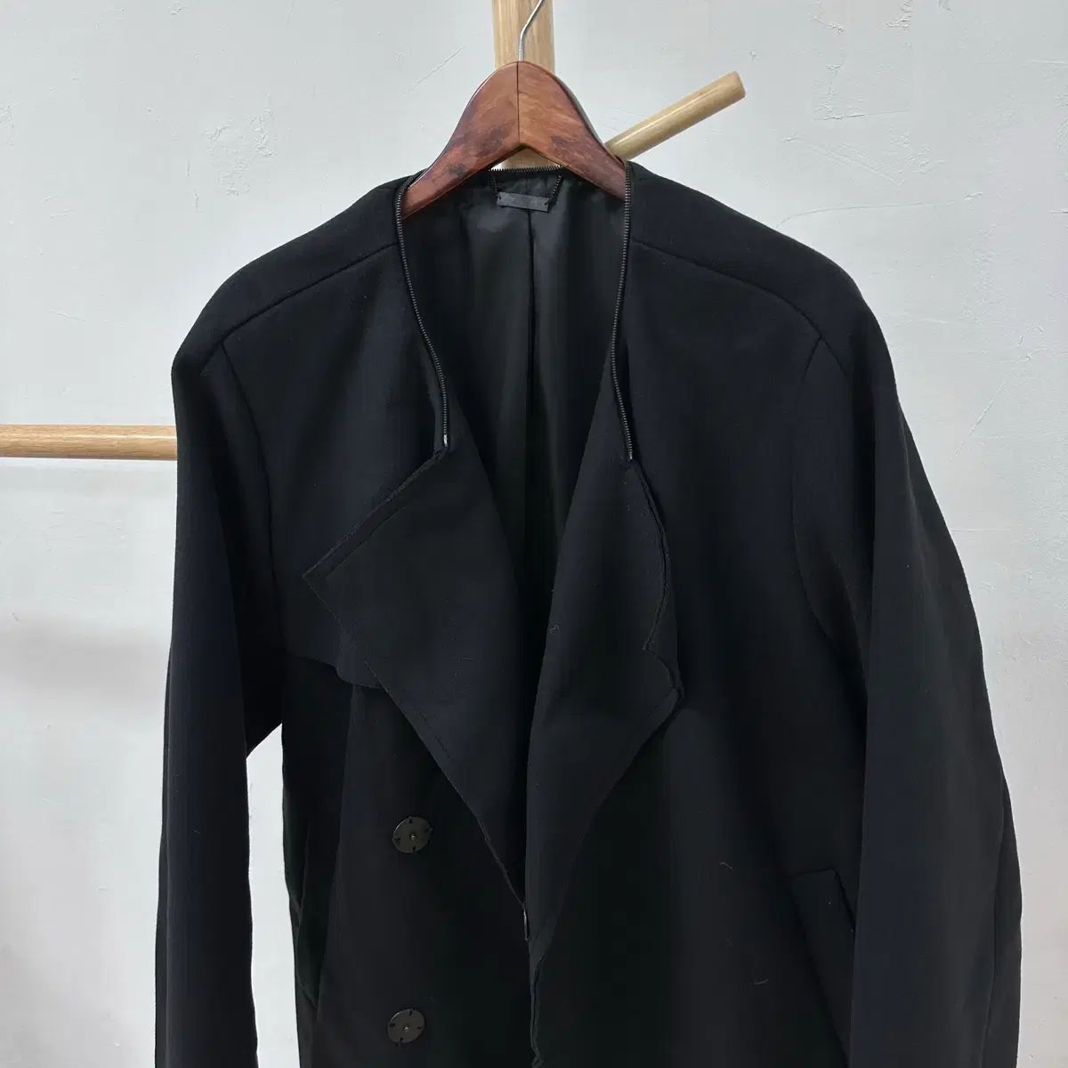 SYSTEM システム ウール ストア カシミア バイカラー ダブル コート