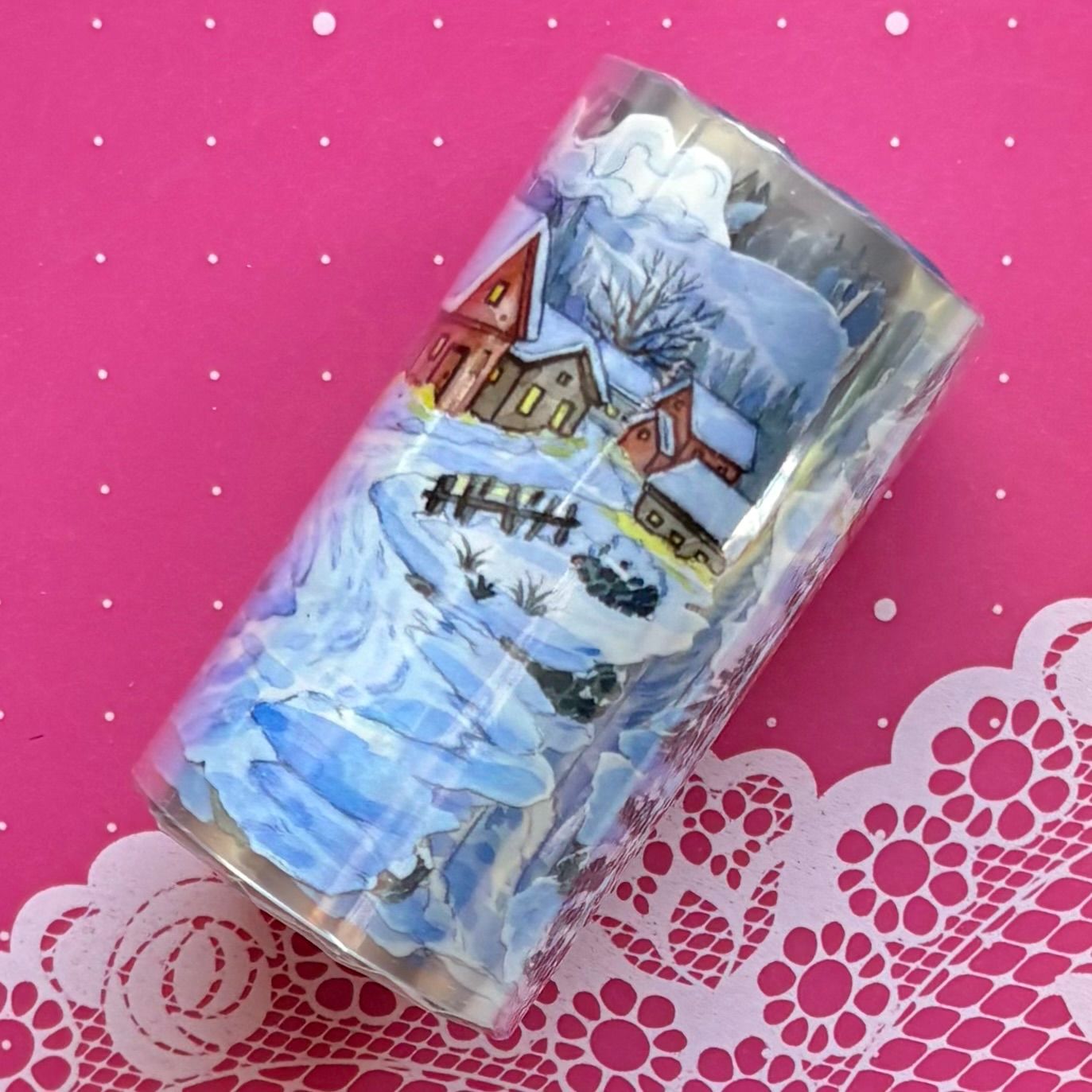 PET 冬居雪语 7 cm×5 m 106 cm loop 海外マスキングテープ 海外マステ 風景 家屋