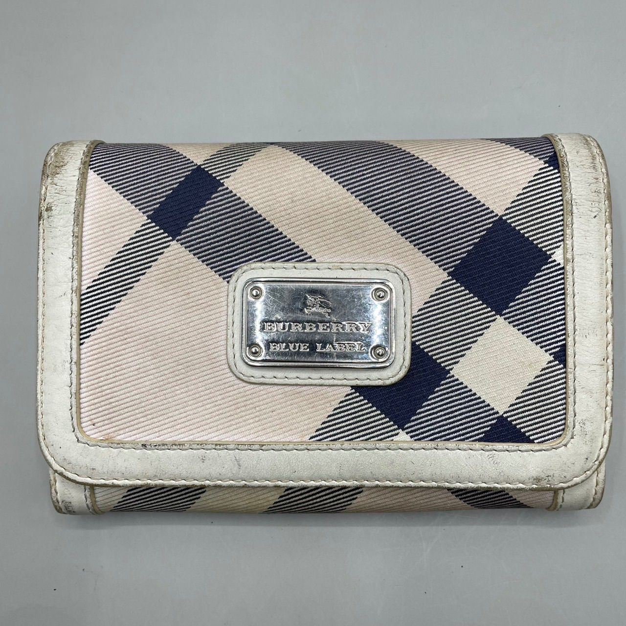 良品 BURBERRY BLUE LABEL バーバリー 二つ折り財布 コンパクト