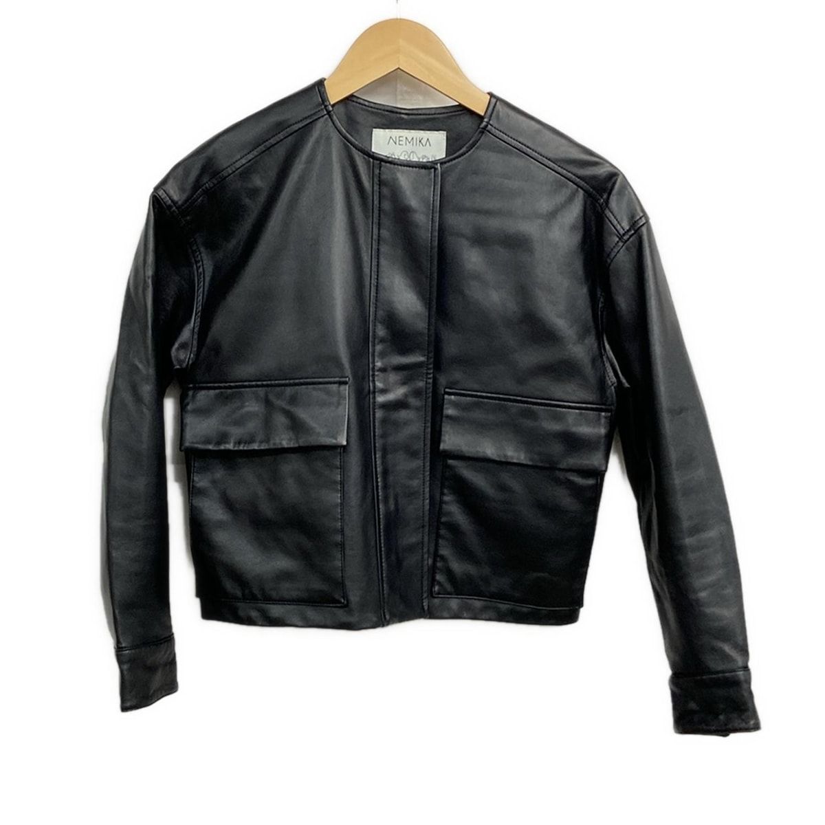 NEMIKA by Leilian ネミカ ライダースジャケット サイズ0 XS レディース 黒 長袖 ジップアップ 春 秋