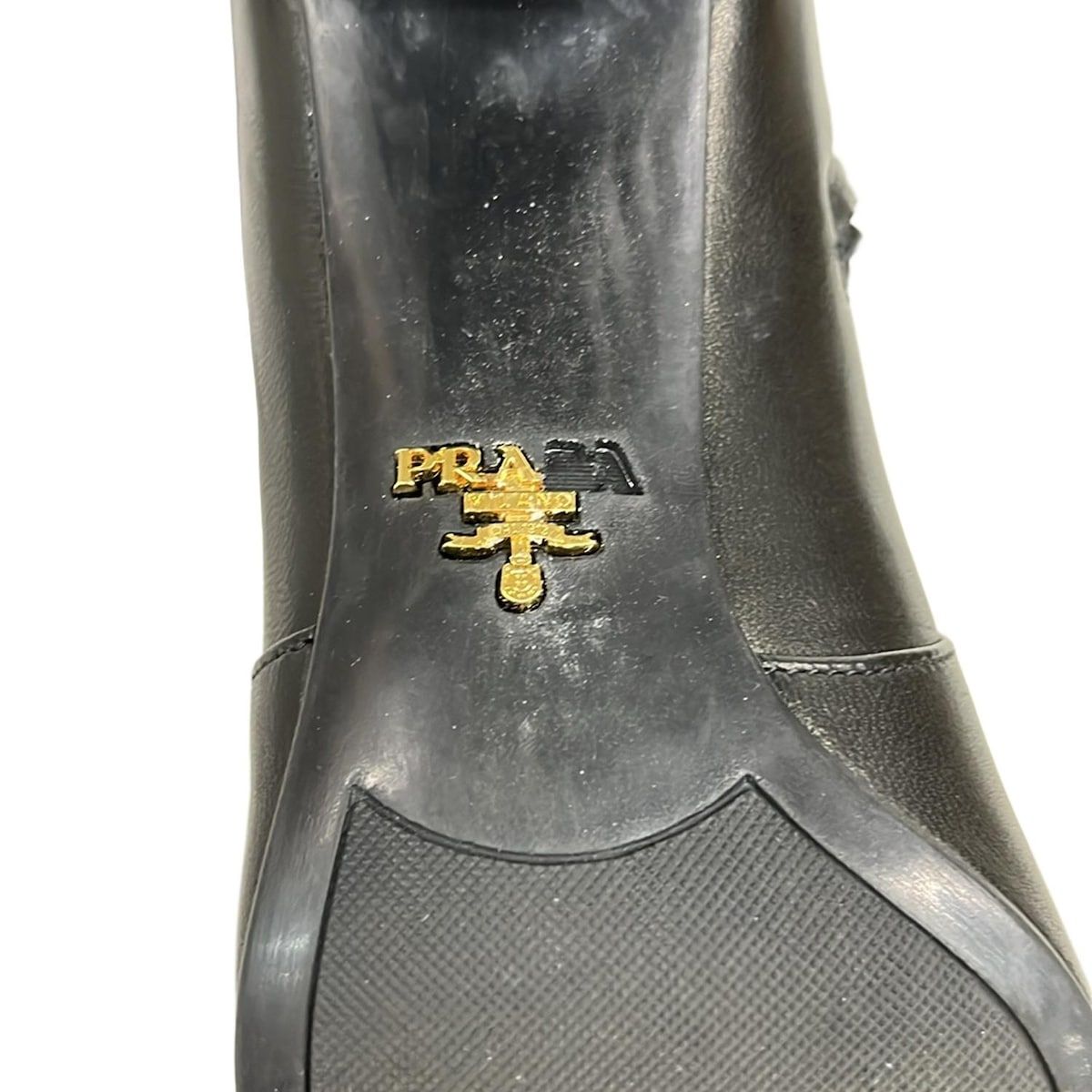  PRADA プラダ ロングブーツ 36 1 2 レディース - 黒 レザー ロングブーツ ブーツ