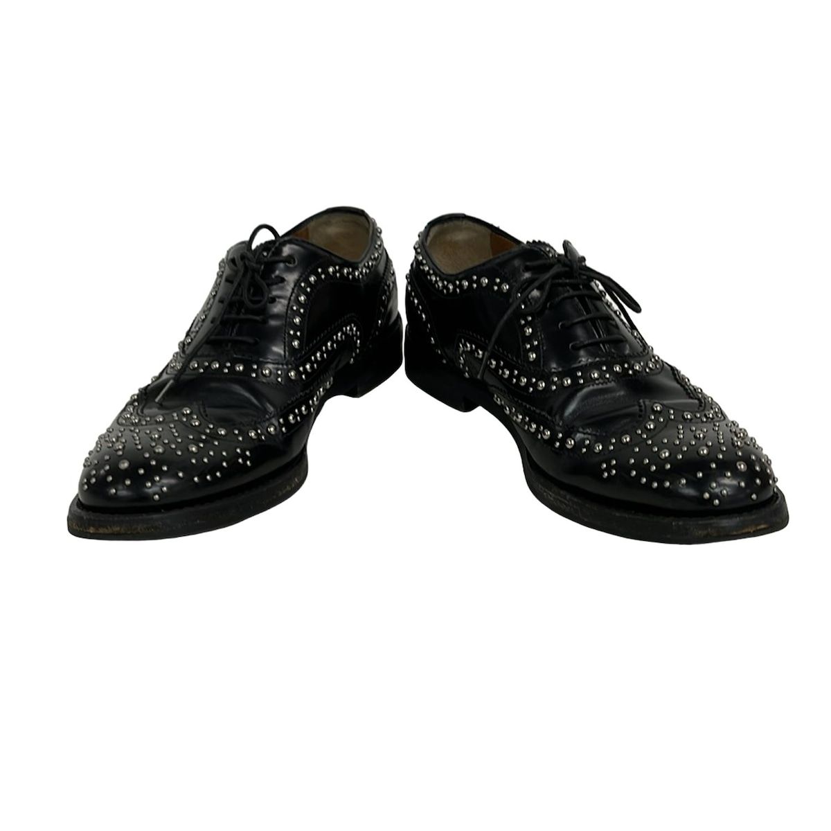 Church s チャーチ シューズ 35 1 2 レディース - 黒 ウィングチップ スタッズ レザー